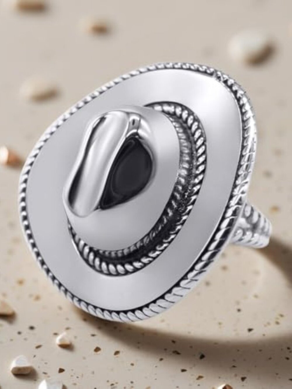 New - Western Cowgirl Hat Statement Open Ring for Women Cowboy Fancy Dress